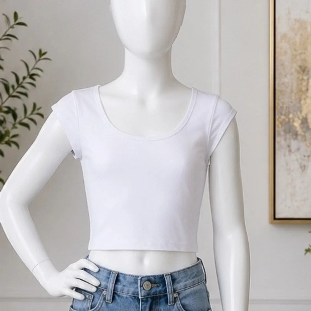 Justice Girls Cap Sleeve Seamless Top White Square Neck M 10